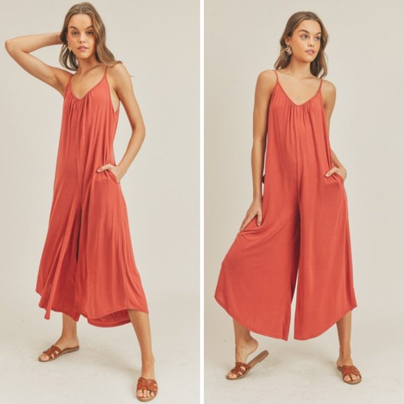 Lush Clothing Pants - ⚡FINAL SALE! Spice Rust Oversized Knit Jumpsuit